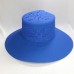 Royal Blue Fancy Church Hat Wide Brim Beaded Embroidered Floral Derby Party    eb-74499669